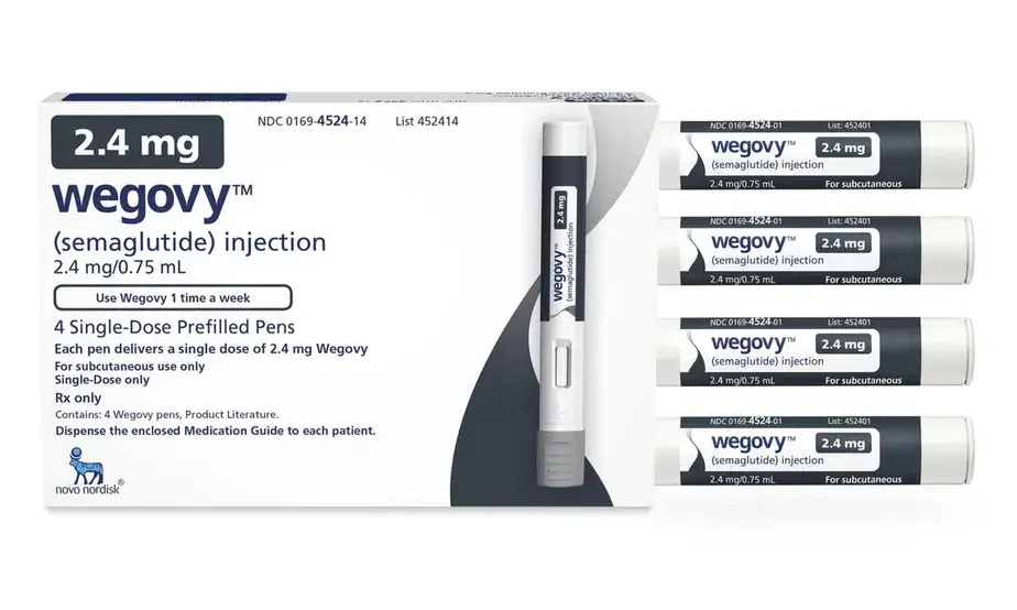 Embalagem do medicamento Wegovy com 2,4 mg de semaglutida